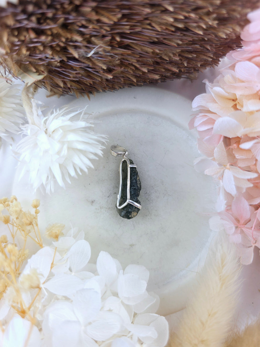 Moldavite Silver Pendant