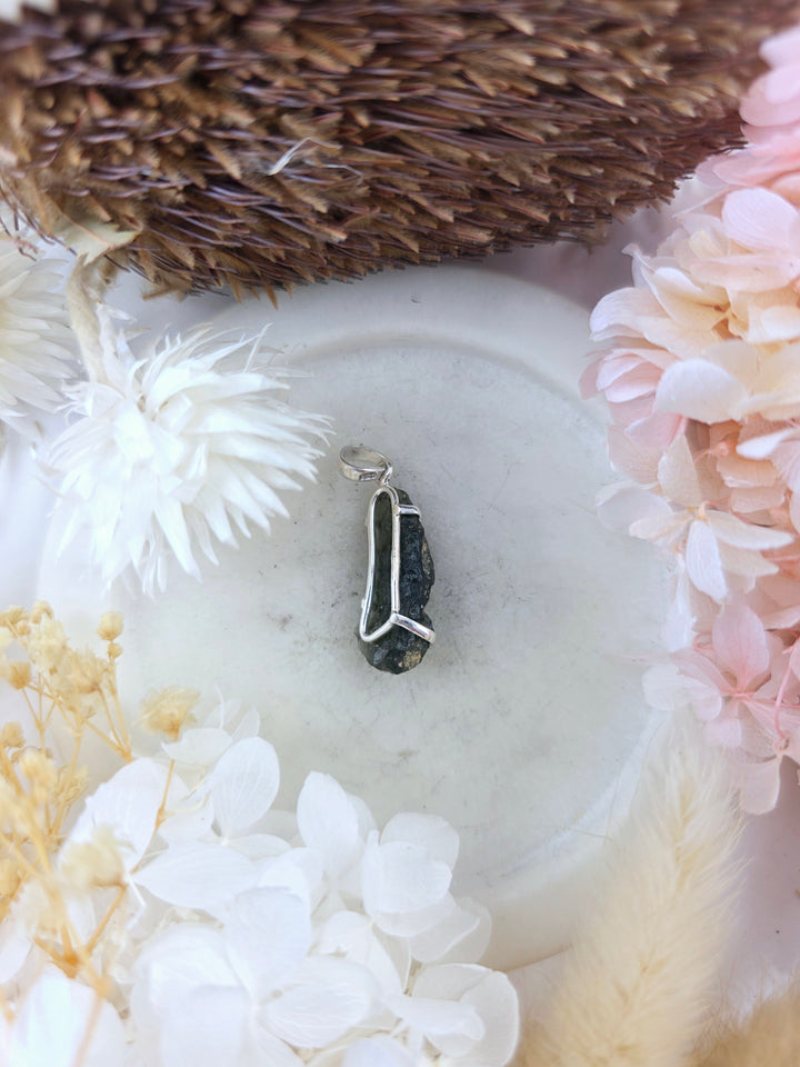 Moldavite Silver Pendant