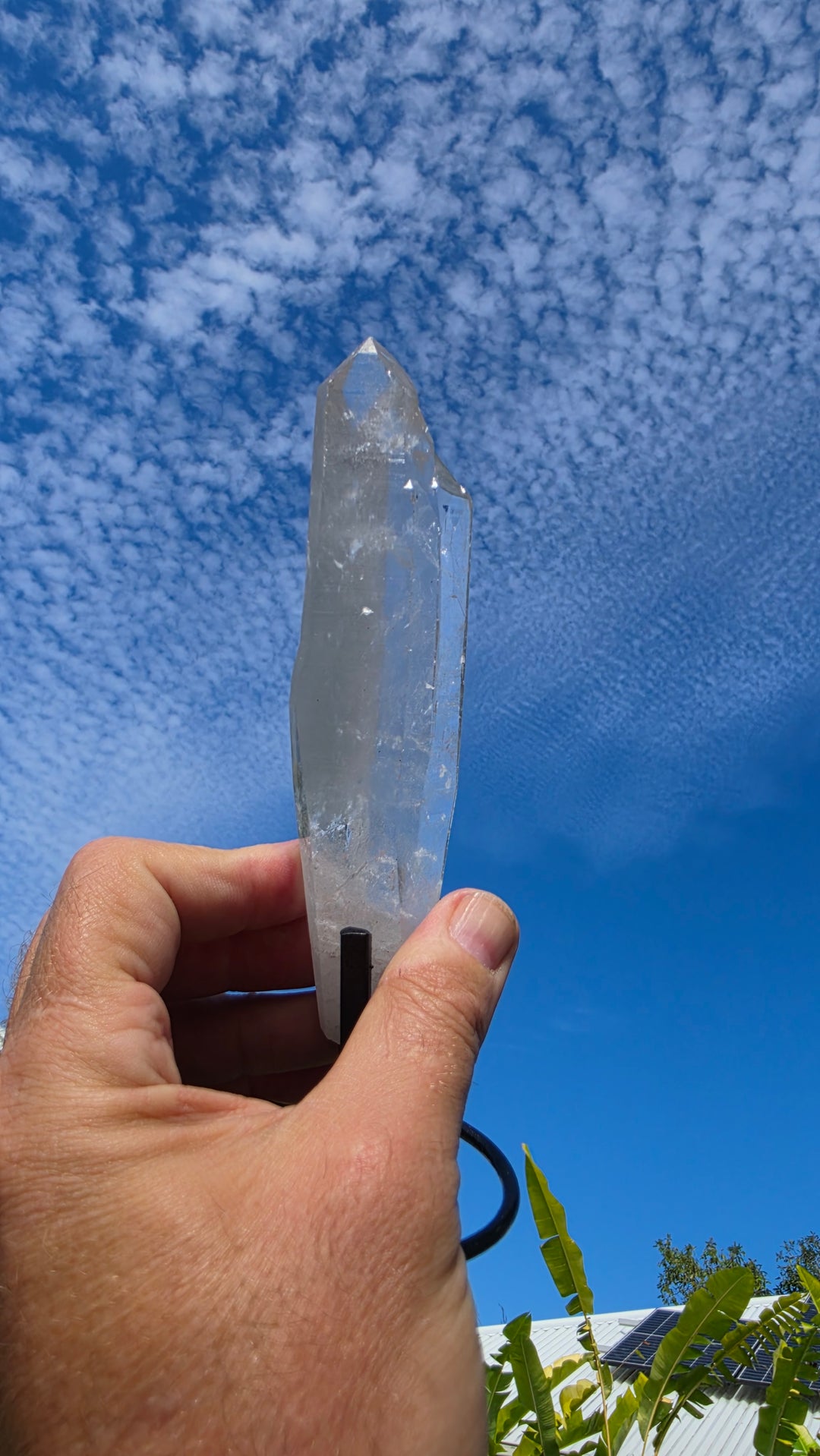 Lemurian Twin Flame Laser Quartz with metal stand