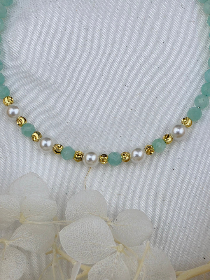 Amazonite Faceted Pearl Bracelet - 3mm