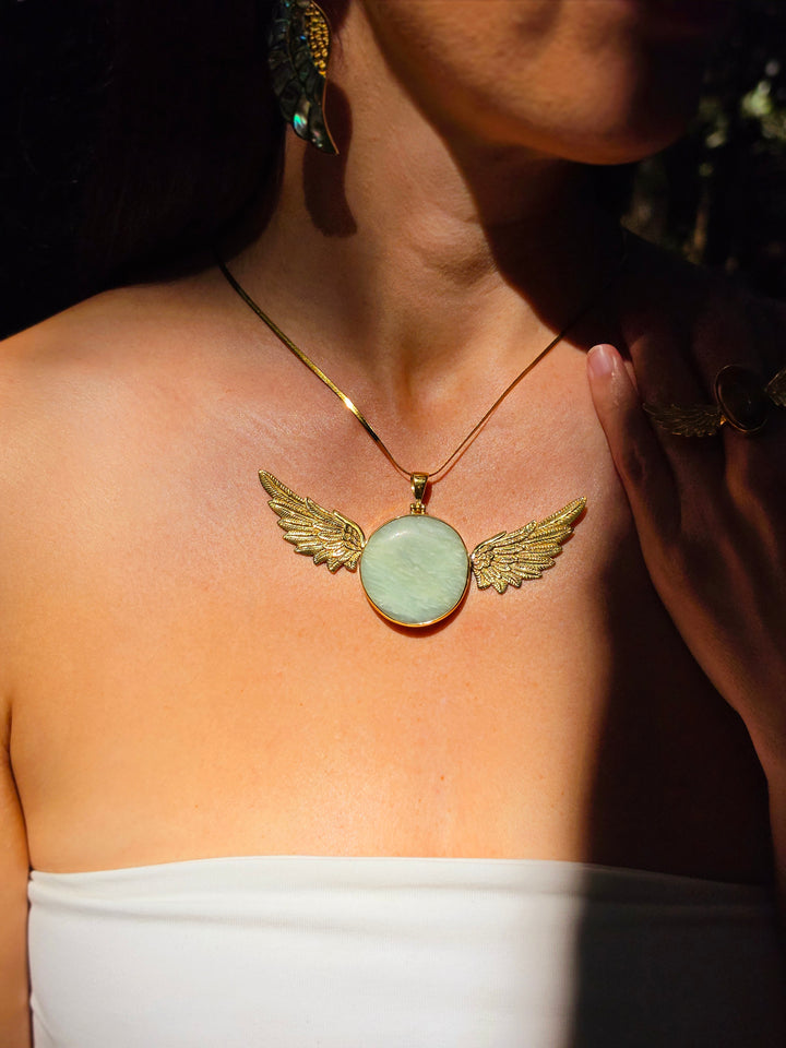 Jade Anahata Brass Pendant