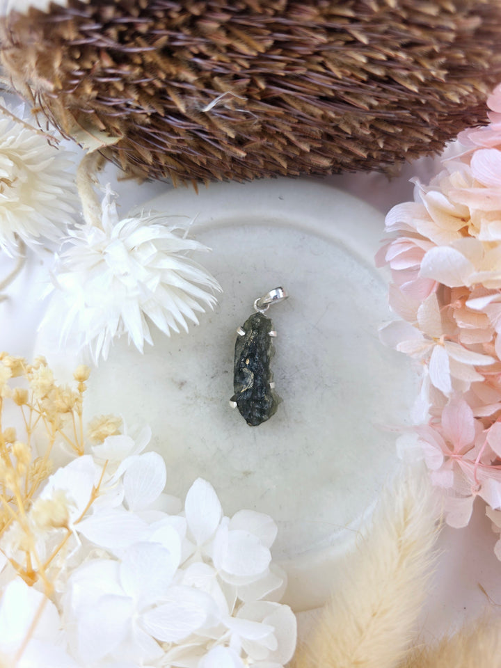 Moldavite Silver Pendant