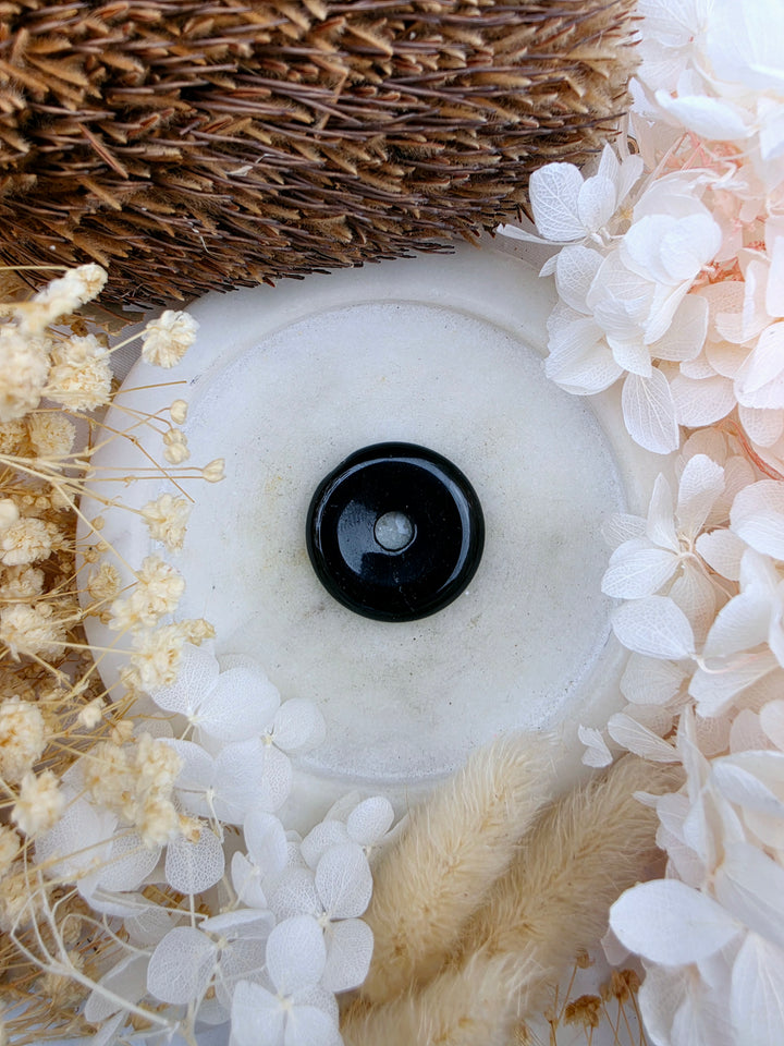 Black Tourmaline Donut Pendant