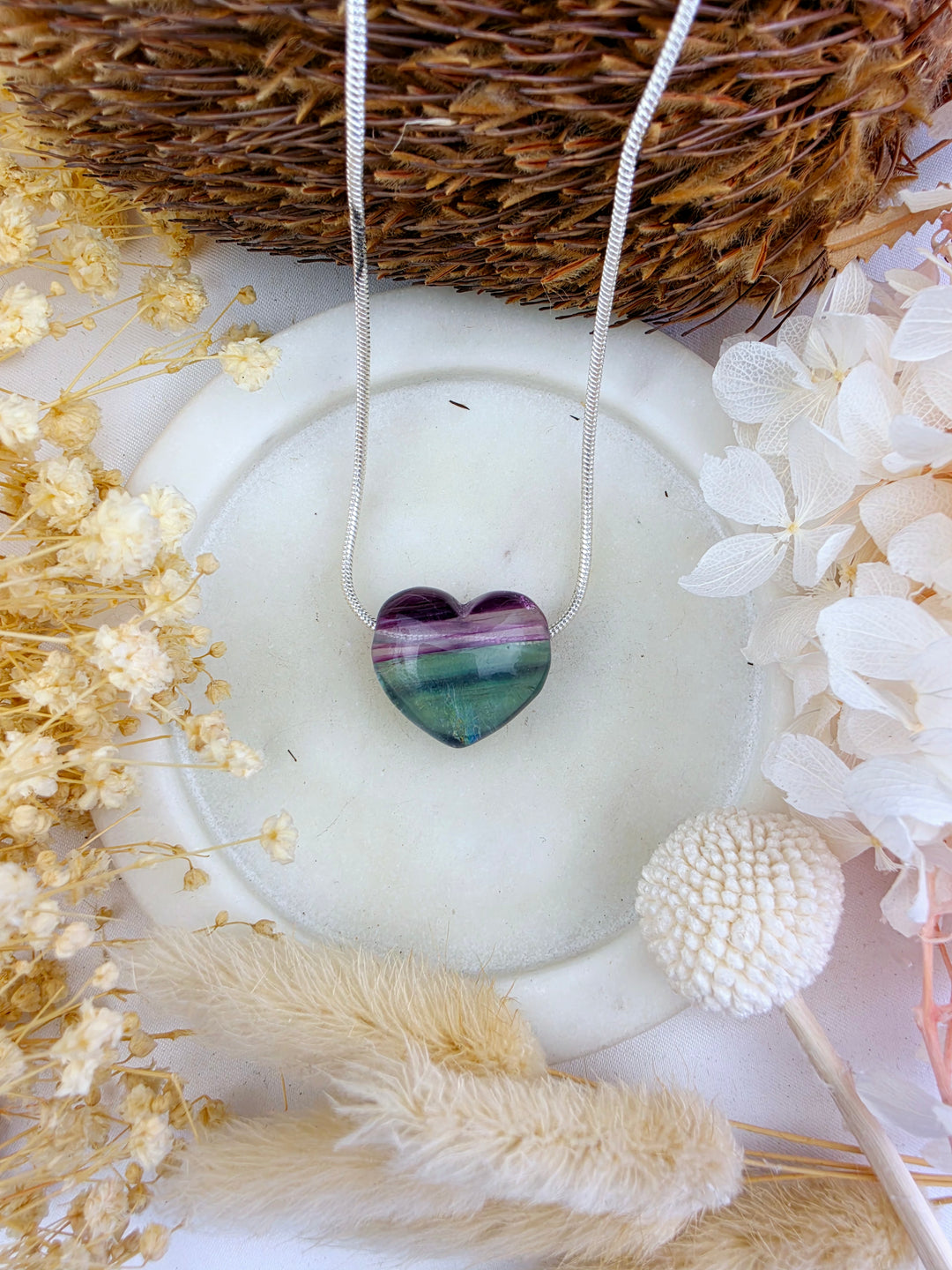 Rainbow Fluorite Heart Pendant — Dream Without Limits