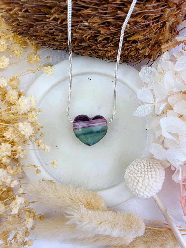 Rainbow Fluorite Heart Pendant — Dream Without Limits