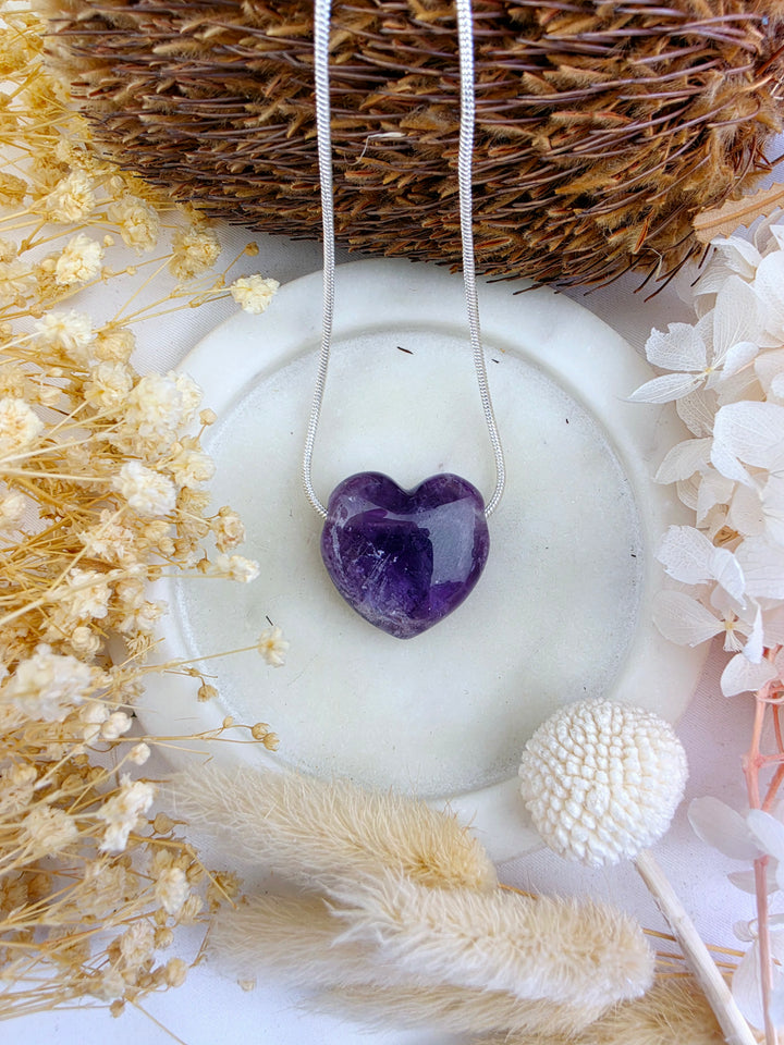 Amethyst Heart Pendant - The Quiet Mind