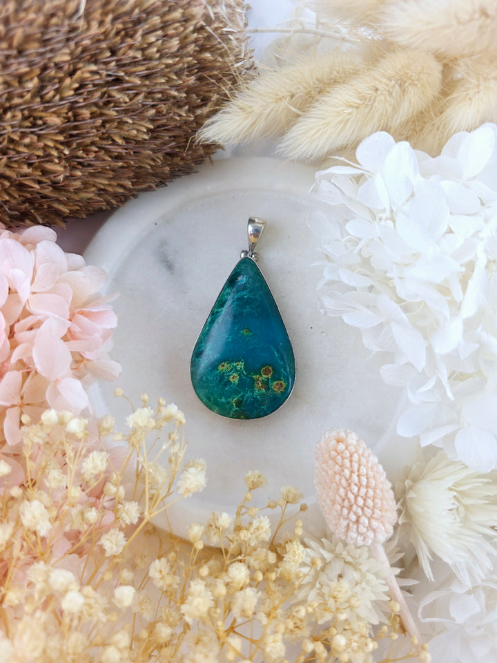 Chrysocolla Silver Pendant