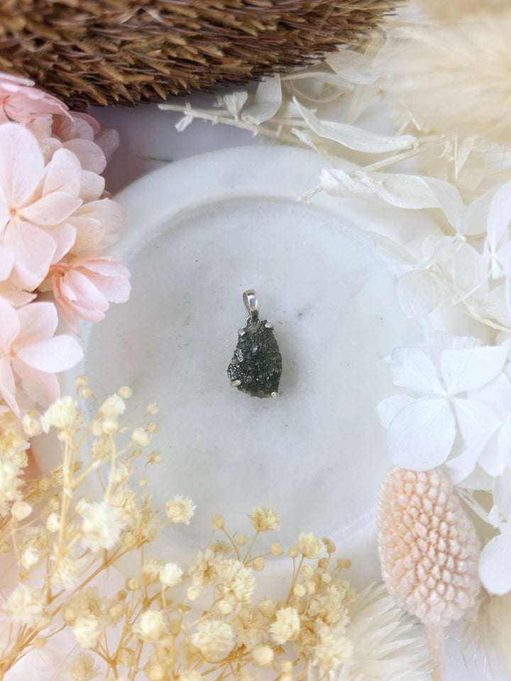 Moldavite Silver Pendant