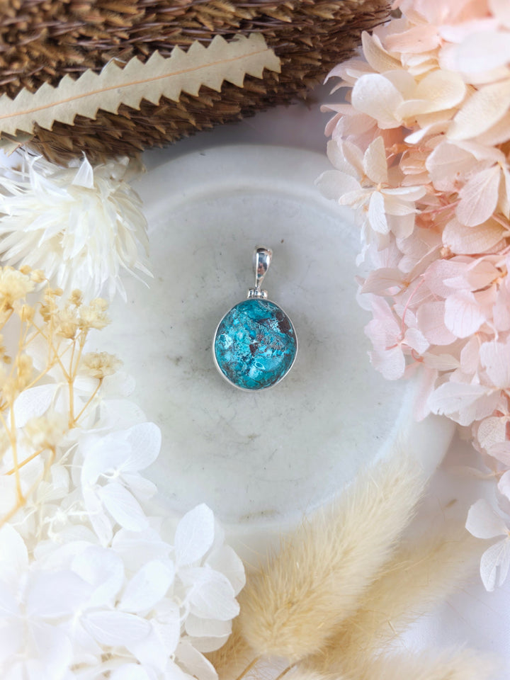 Chrysocolla Silver Pendant