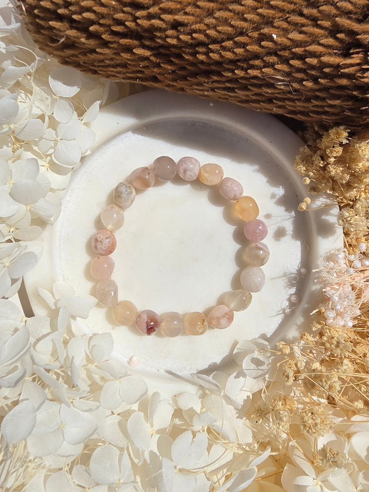 Cherry Blossom Agate Bracelet - 8/10mm