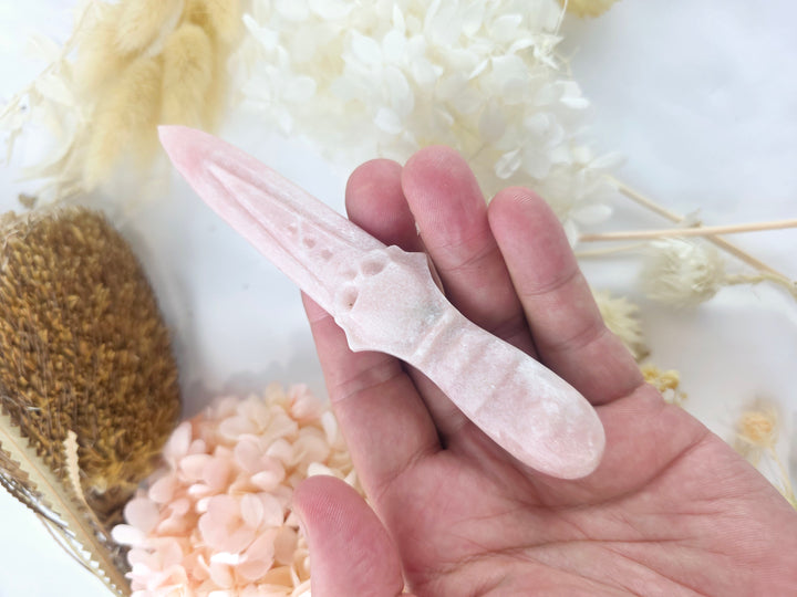 Pink Opal Skull Athame