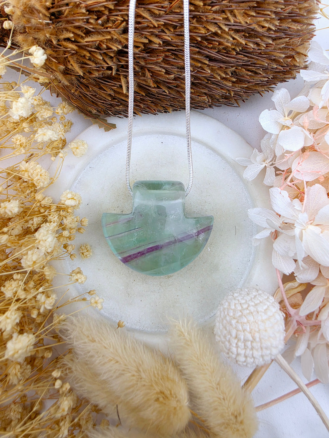 Rainbow Fluorite Temple Pendant