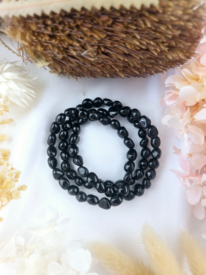 Black Tourmaline Bracelet - Tumbled 6/8mm
