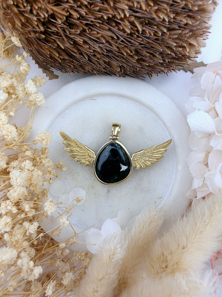 Seraphinite Anahata Brass Pendant