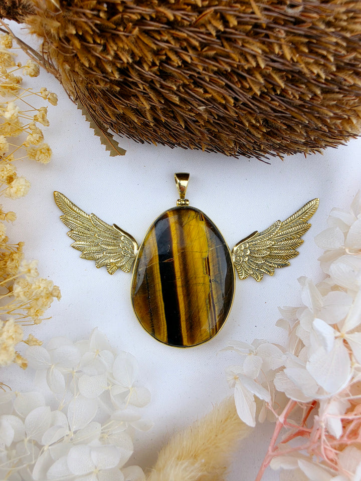 Tigers Eye Queen Anahata Brass Pendant