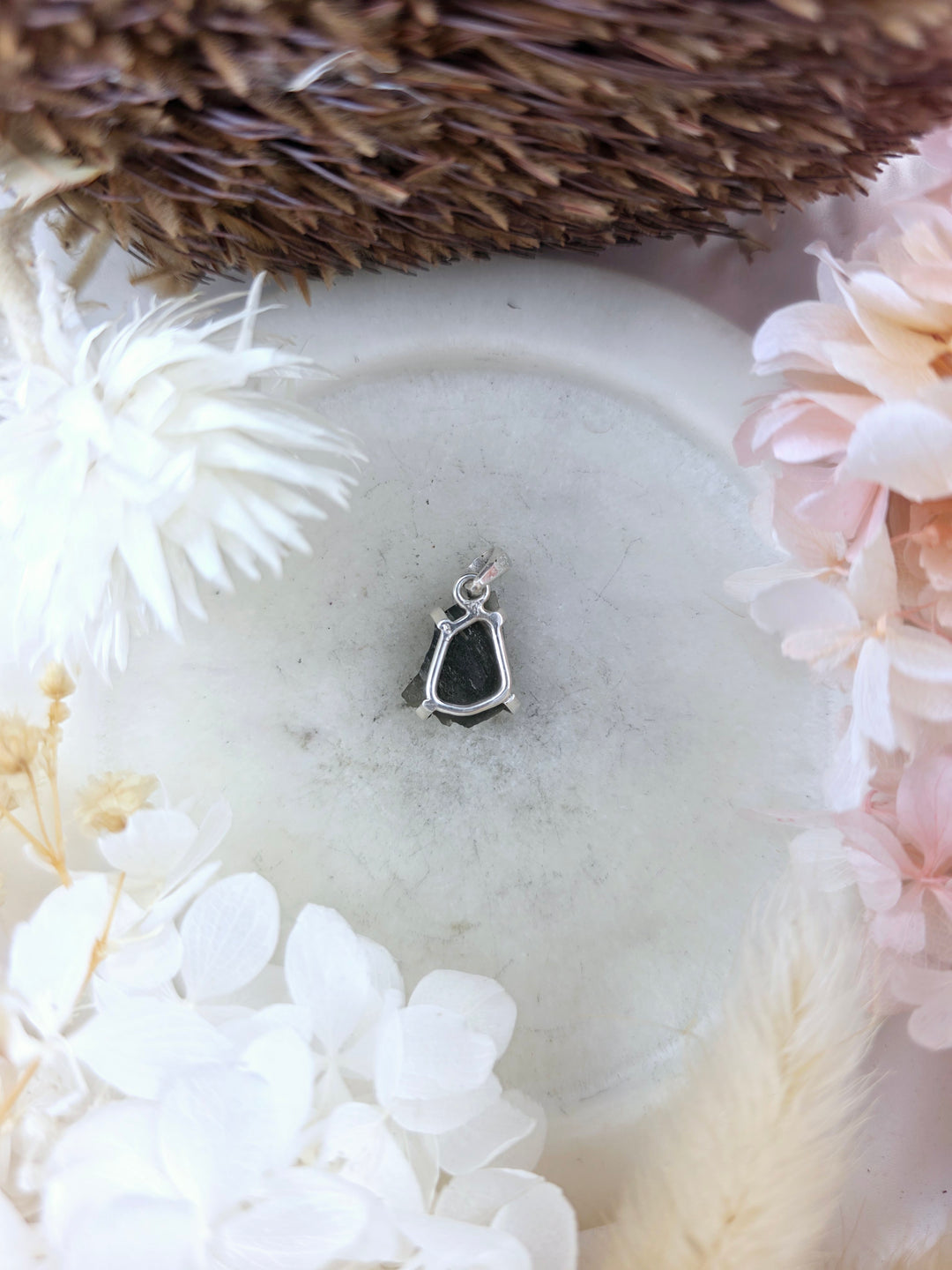 Moldavite Silver Pendant