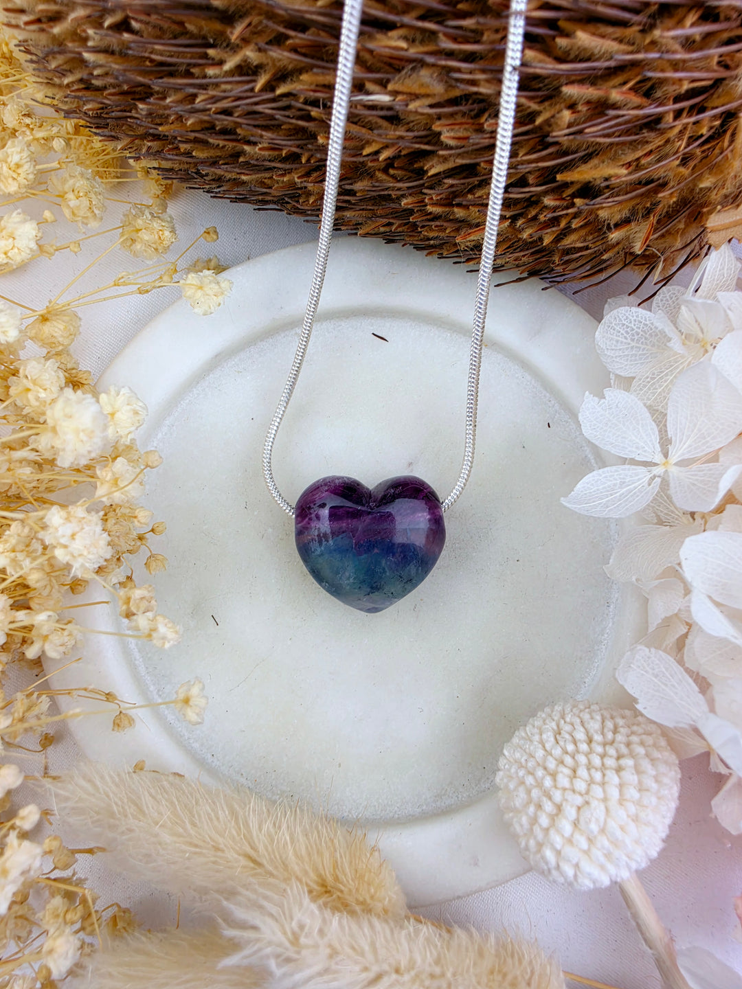 Rainbow Fluorite Heart Pendant — Dream Without Limits