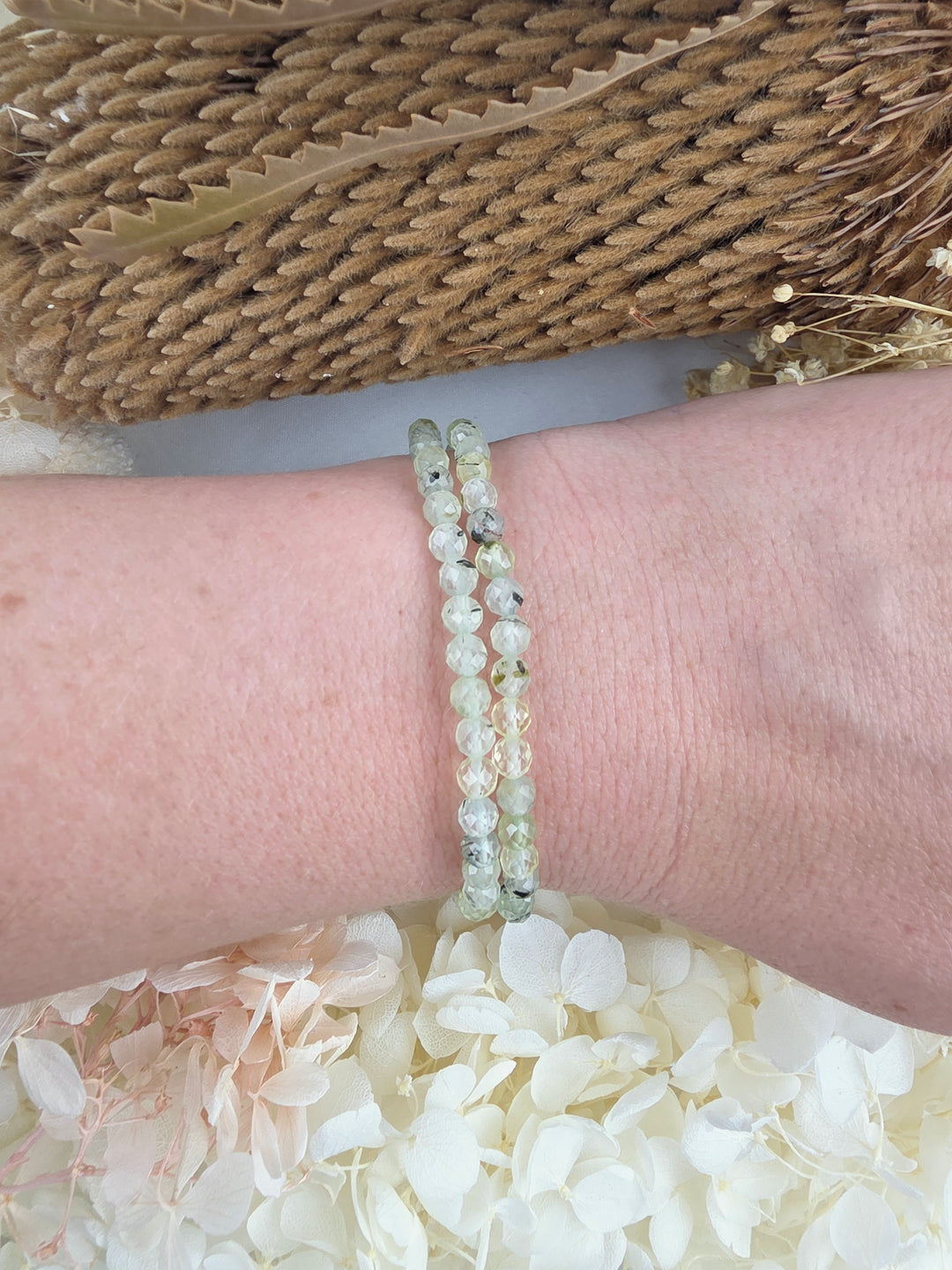 Prehnite Faceted Bracelet - 4mm