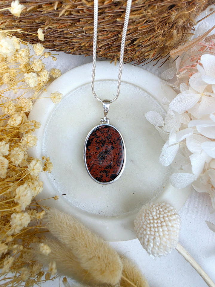Mahogany Obsidian Silver Pendant - The Mirror Within