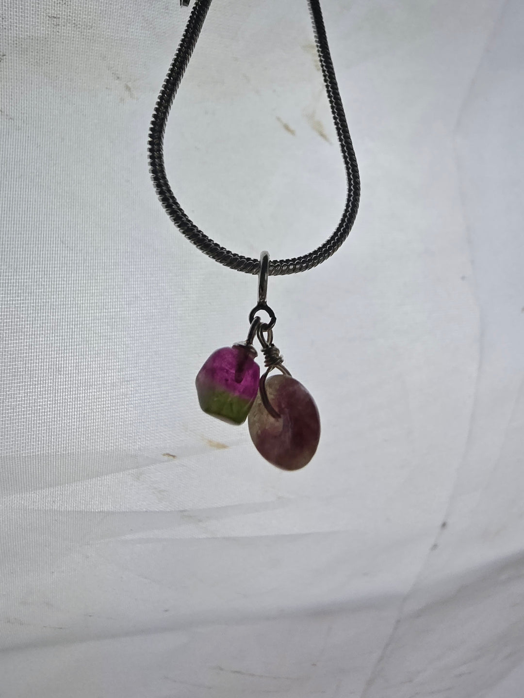 Pink & Green Tourmaline Chakra Silver Pendant/Charm — Heart Wide Open
