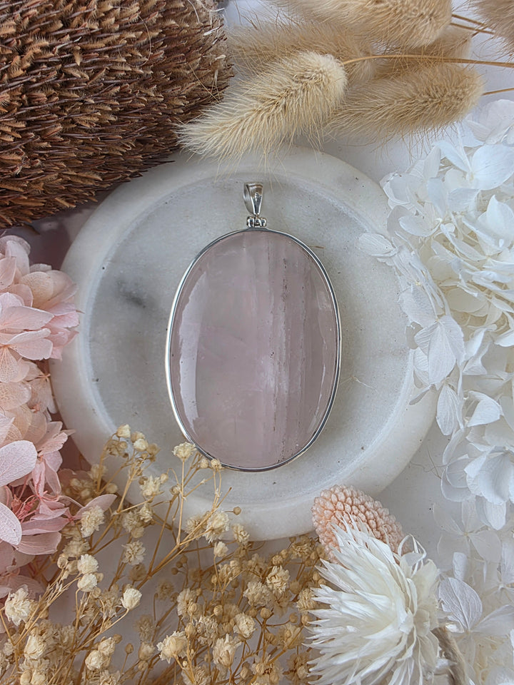 Rose Quartz Silver Pendant
