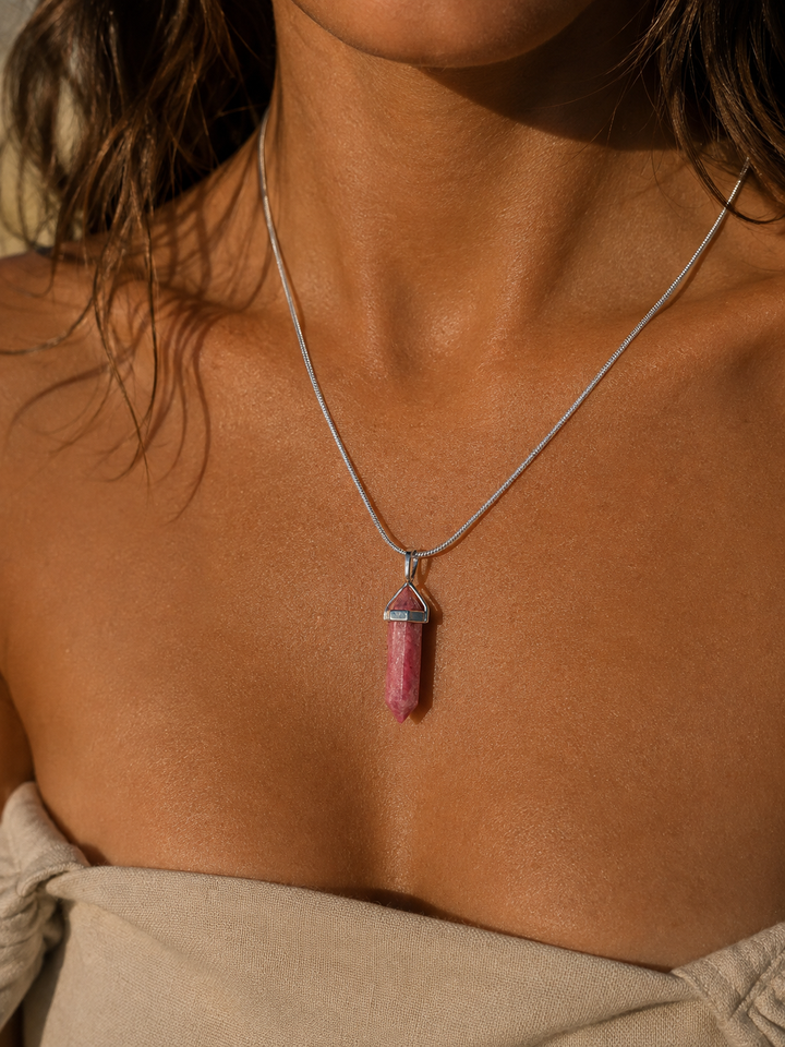 Rhodochrosite Alignment Silver Pendant