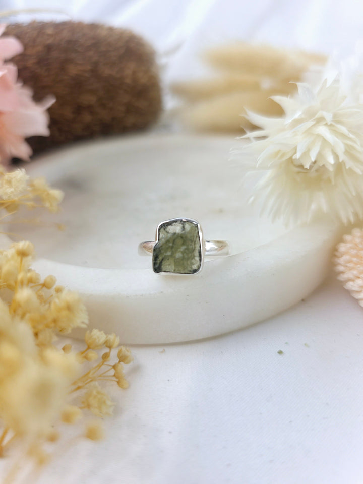 Moldavite Silver Ring