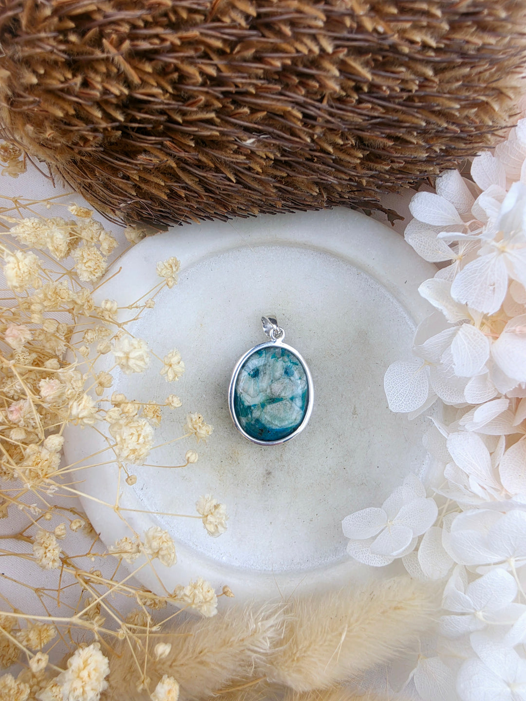 Chrysocolla Silver Pendant