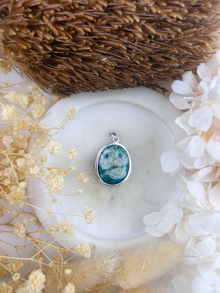 Chrysocolla Silver Pendant