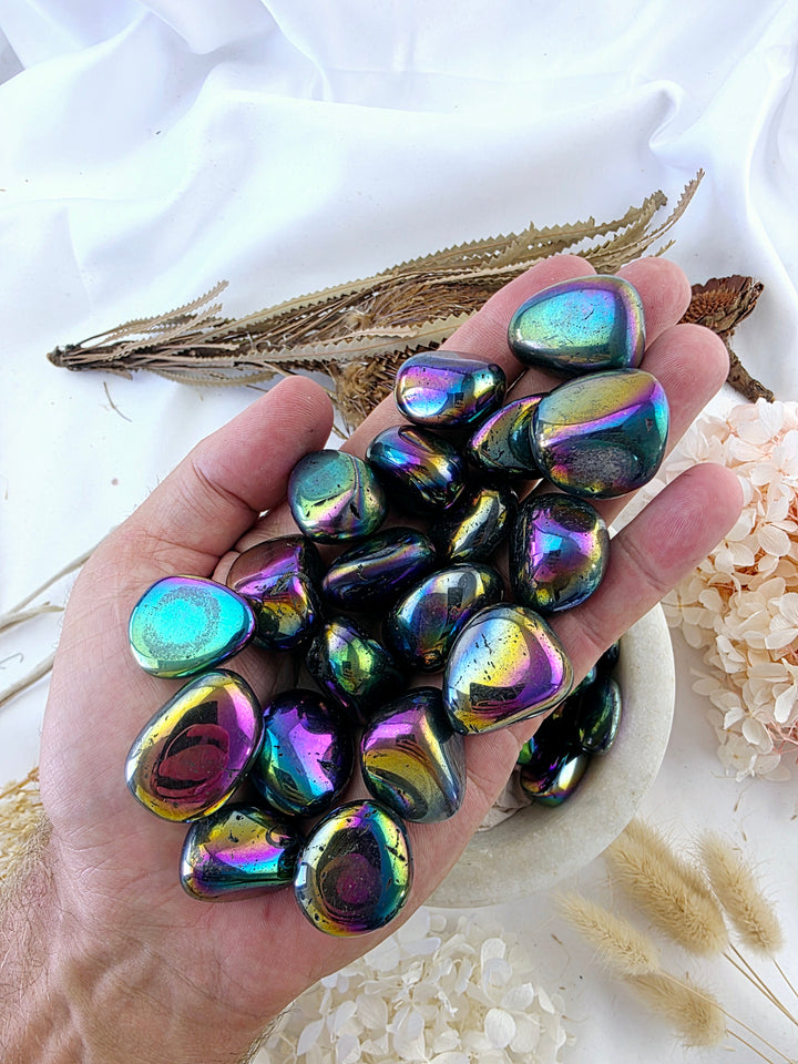 Rainbow Aura Tumbled Stone