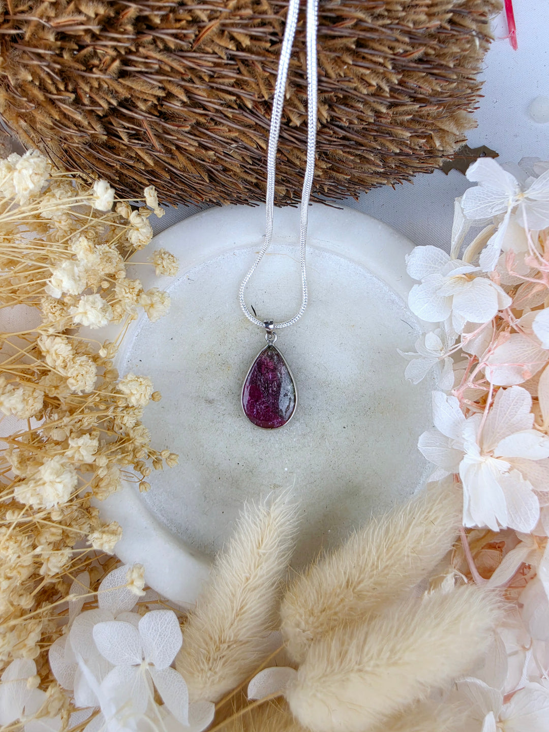 Watermelon Tourmaline Silver Pendant