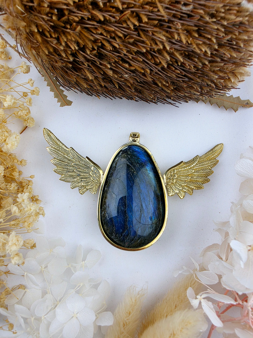 Labradorite Queen Anahata Brass Pendant