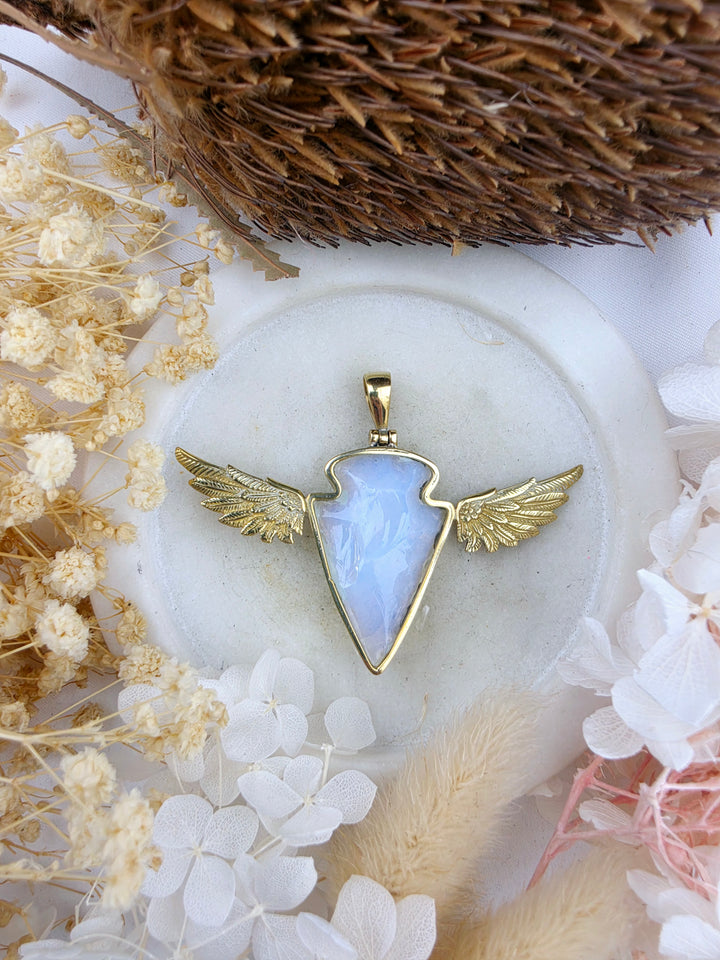 Opalite Protector Anahata Brass Pendant