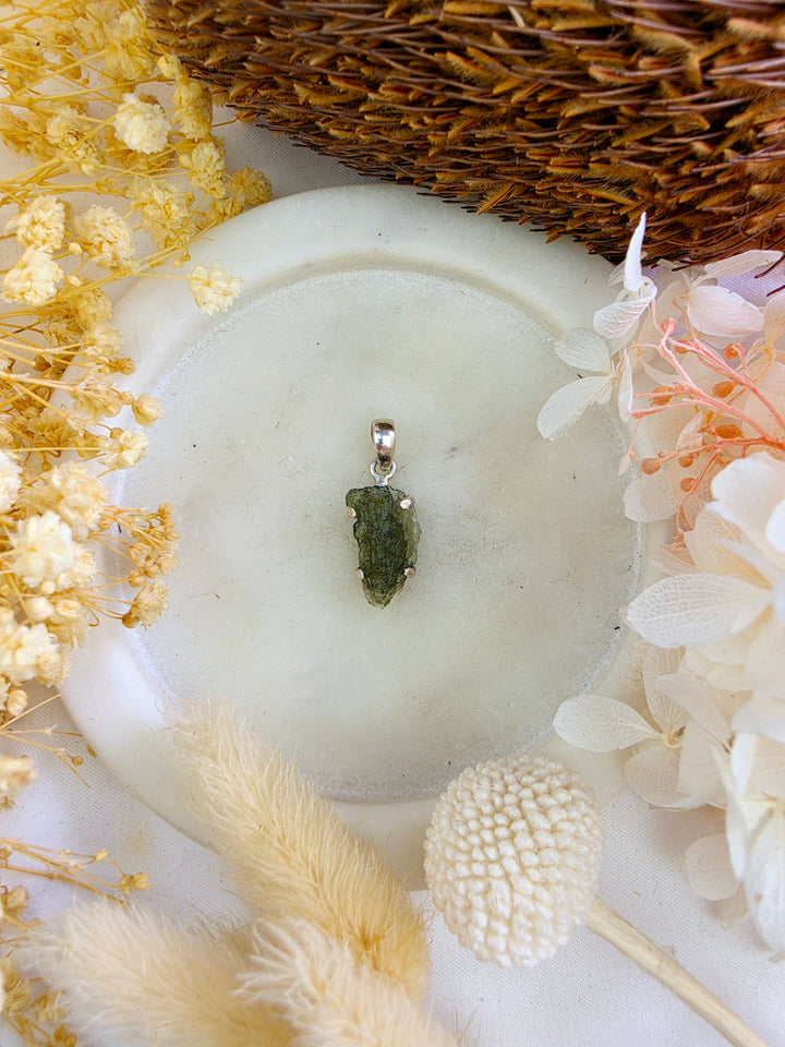 Moldavite Silver Pendant — Manifest & Transform