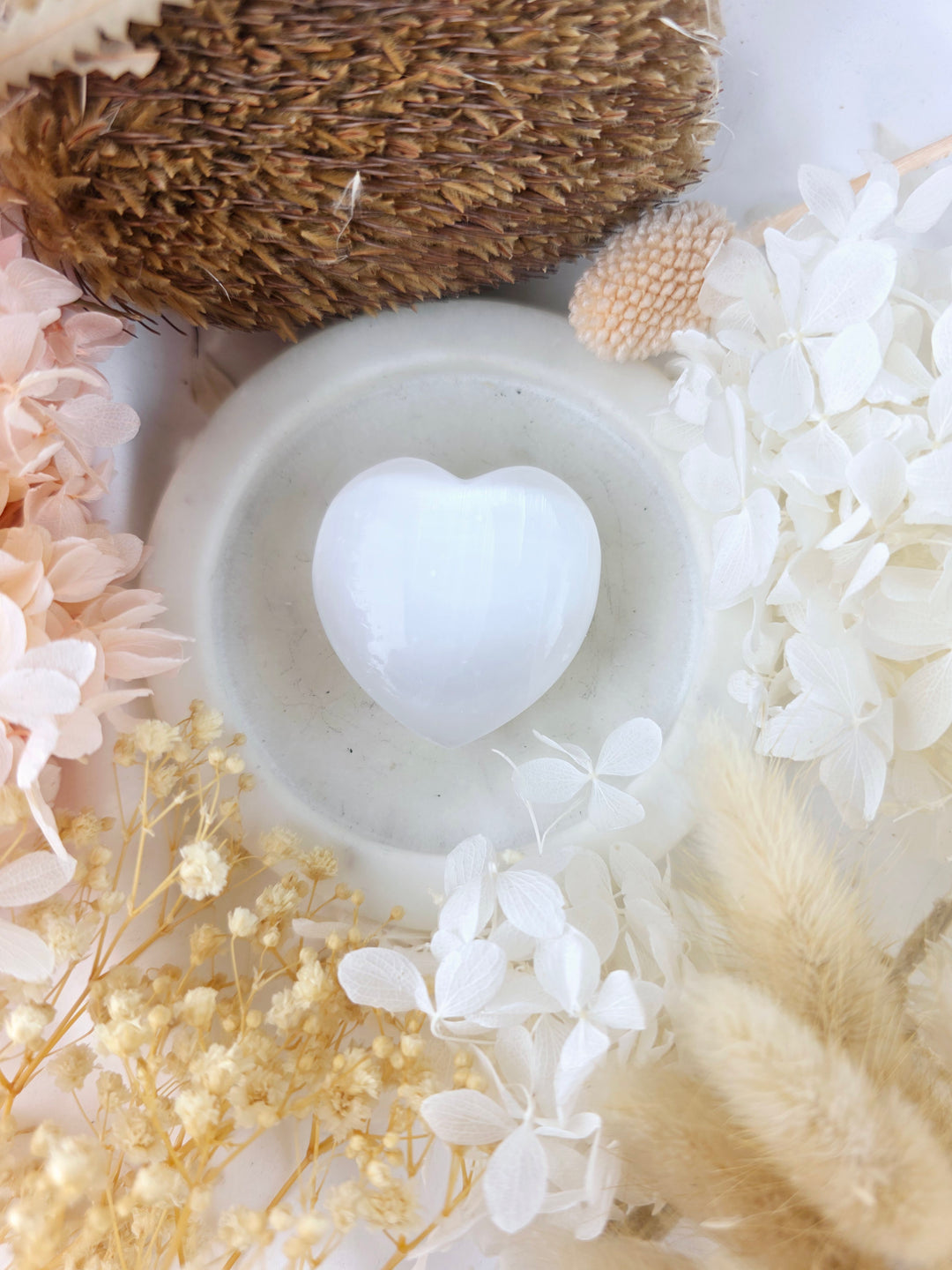 Selenite Puffy Heart