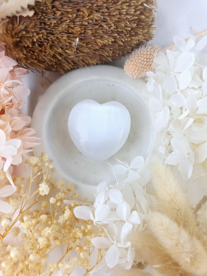 Selenite Puffy Heart