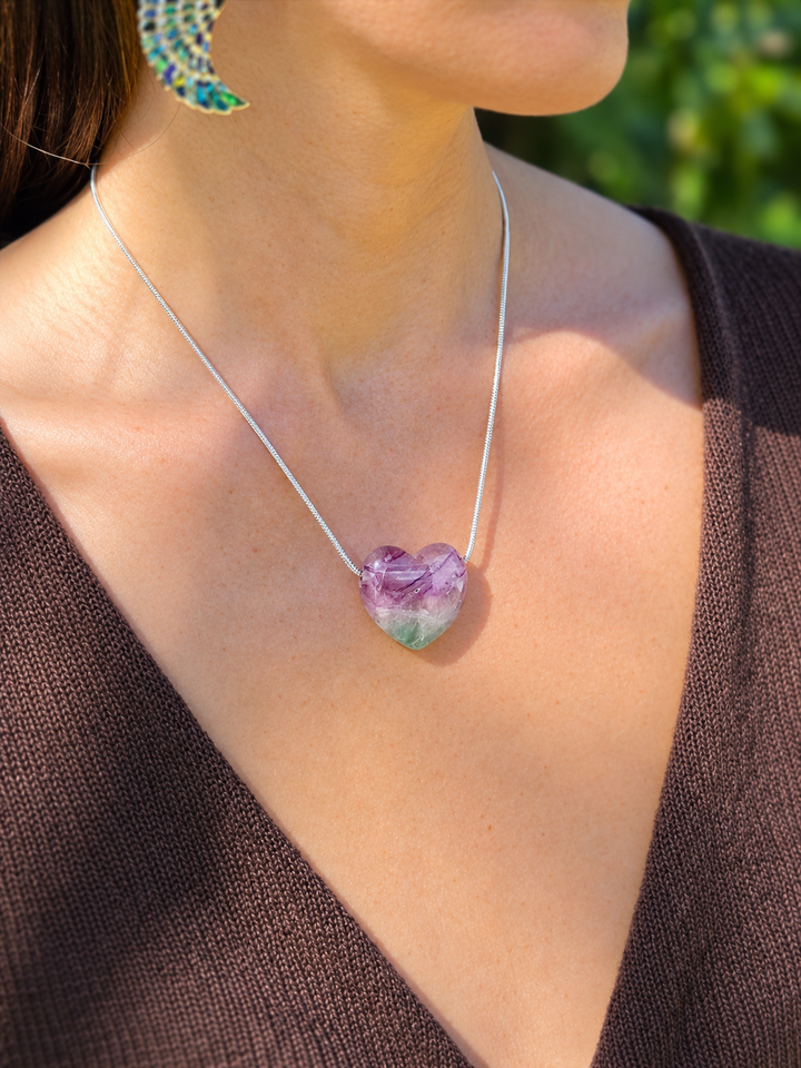 Rainbow Fluorite Heart Pendant — Dream Without Limits