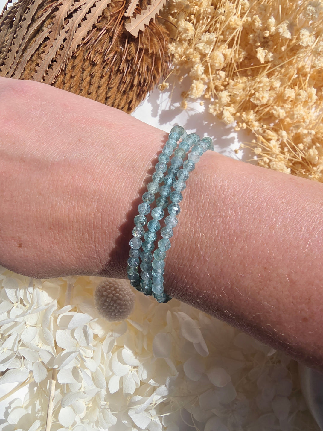 Blue Green Apatite Faceted Bracelet - 4mm