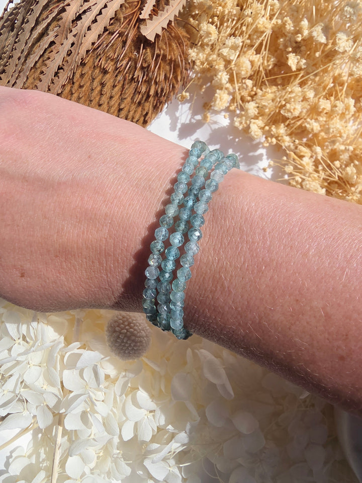 Blue Green Apatite Faceted Bracelet - 4mm