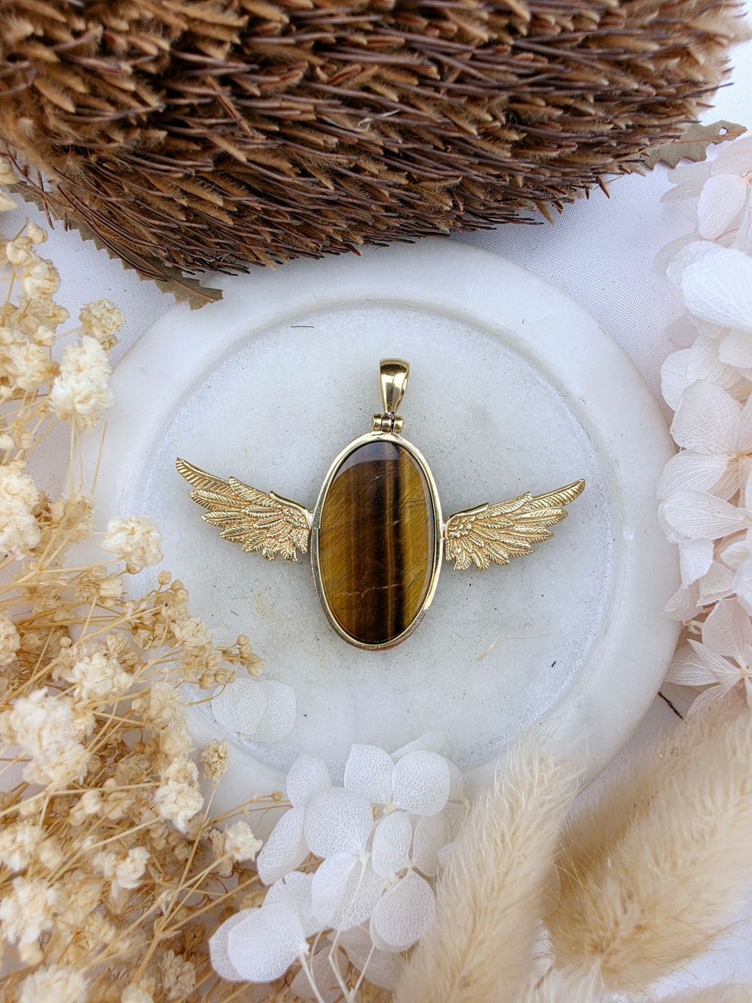 Tigers Eye Anahata Brass Pendant