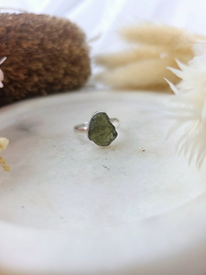 Moldavite Silver Ring