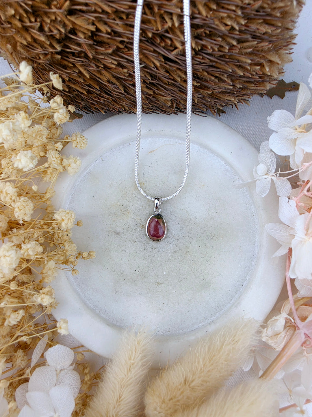 Watermelon Tourmaline Silver Pendant