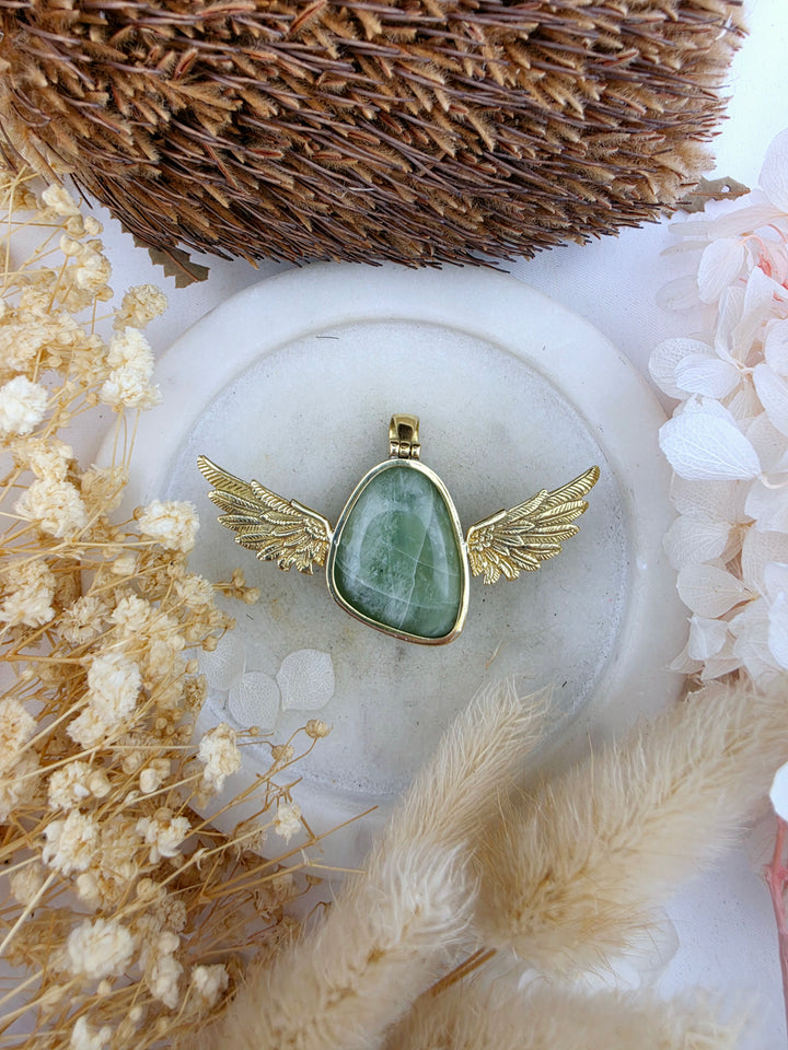 Jade Anahata Brass Pendant