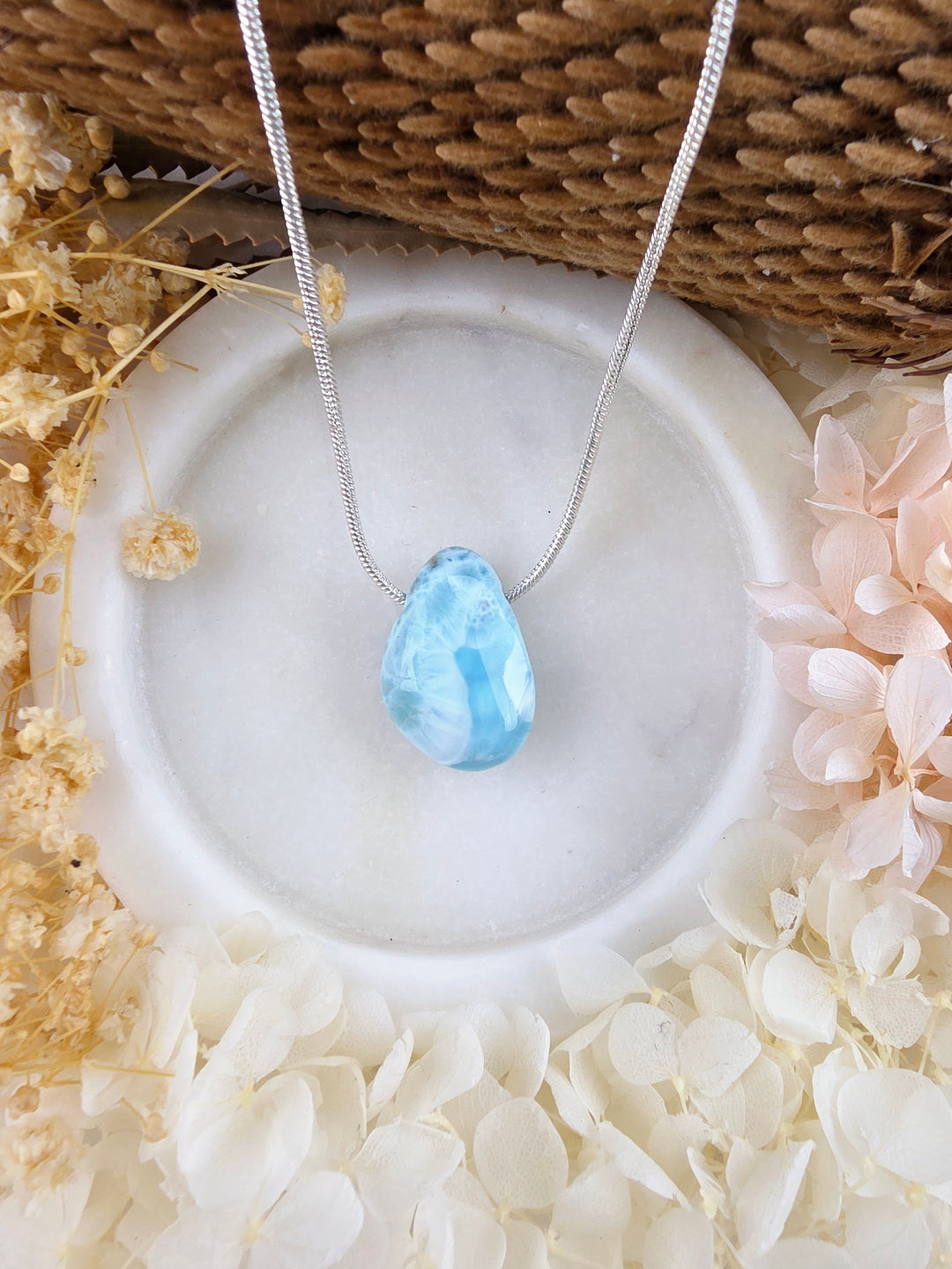 Larimar Tumbled Pendant - Calm Waters