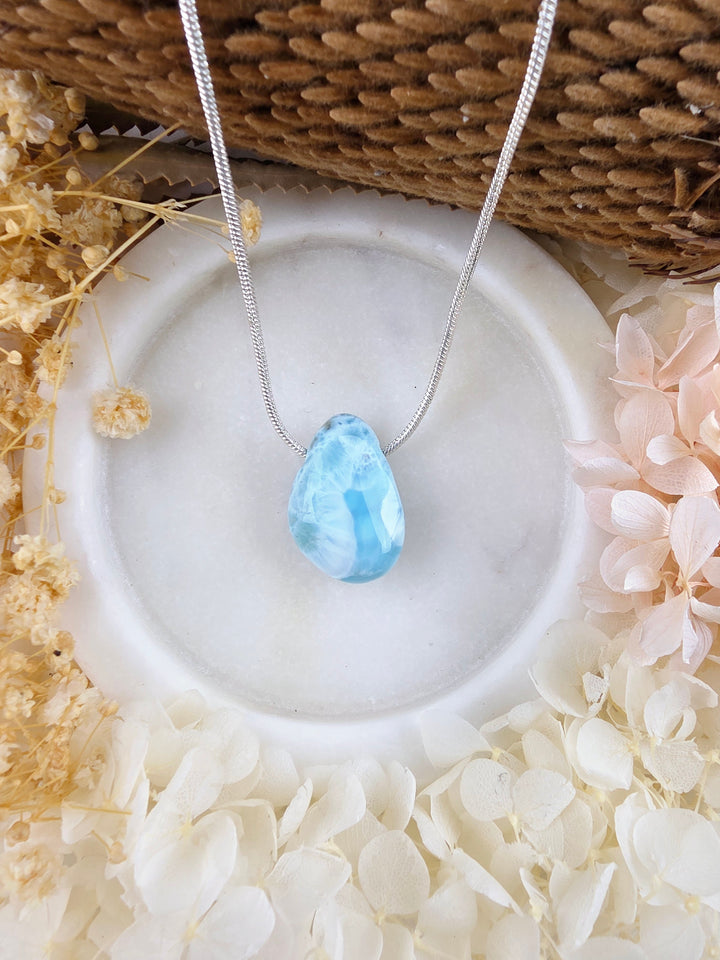 Larimar Tumbled Pendant - Calm Waters