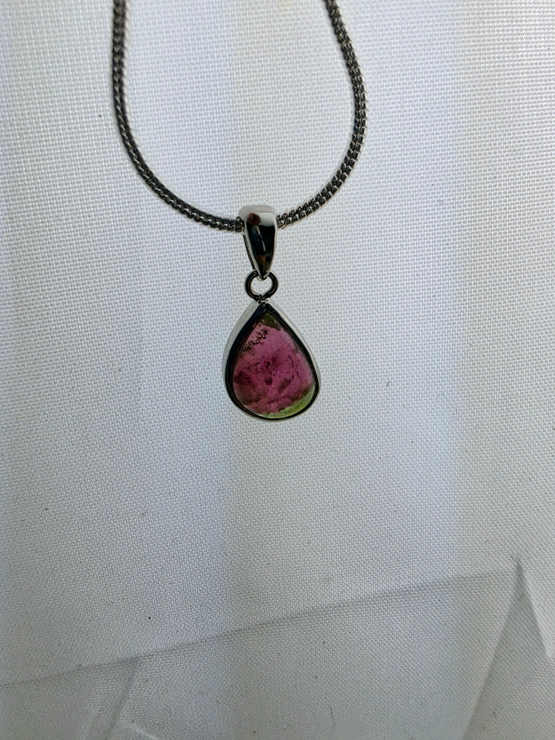 Watermelon Tourmaline Silver Pendant