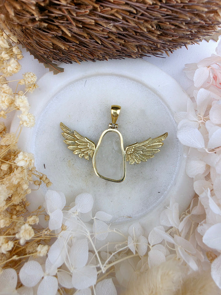 Libyan Desert Glass Anahata Brass Pendant