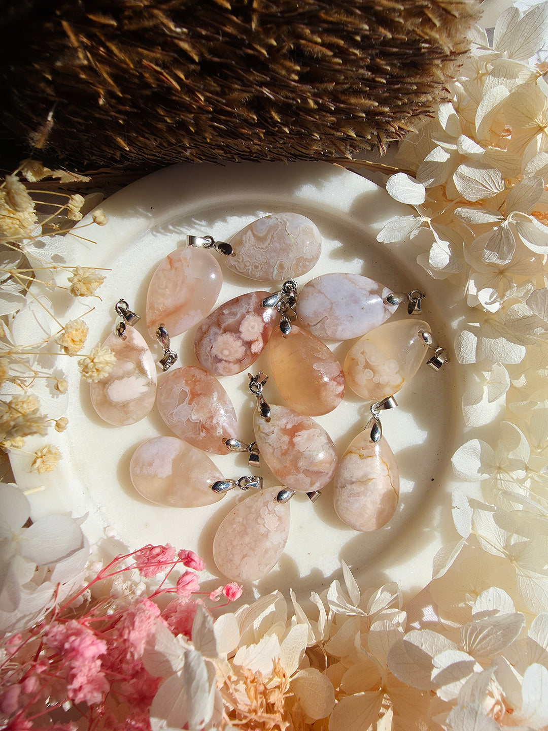 Cherry Blossom Agate Pendant