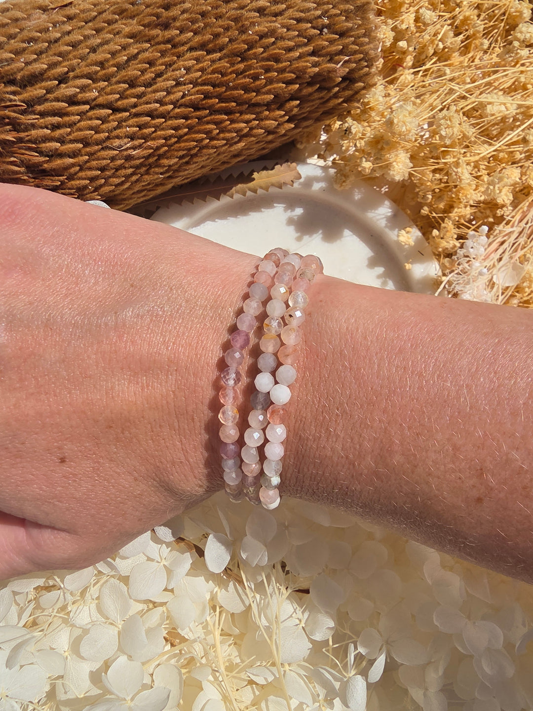 Peach Moonstone Faceted Bracelet - 4mm