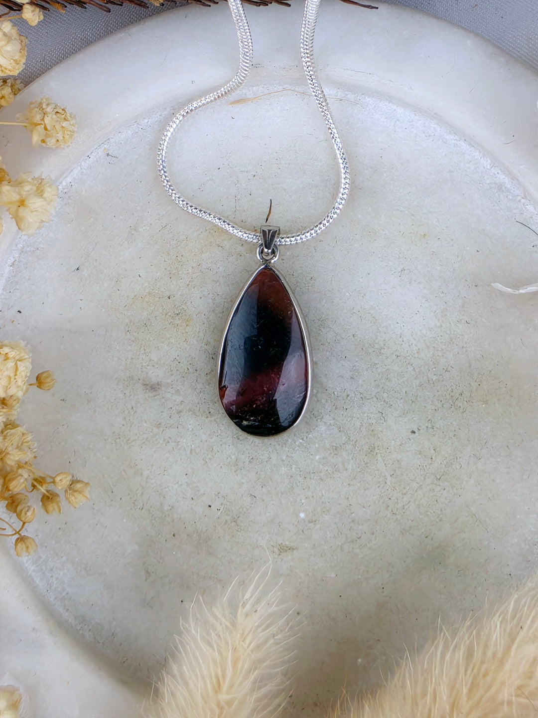 Watermelon Tourmaline Silver Pendant